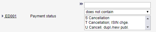Search function in the query profile (E) Income with exclusion of cancelled income reports